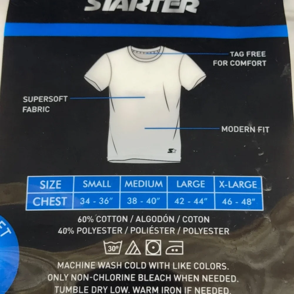 Starter Mens 3 Pack Crew Neck Undershirts White Modern Fit Cotton Essentials M